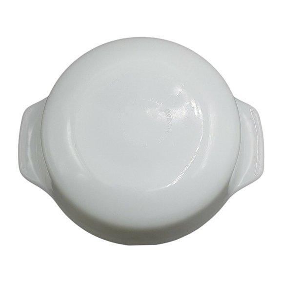 Vintage White Milk Glass Round Baker One Quart Small Casserole Side Dish #436 - Picture 8 of 10